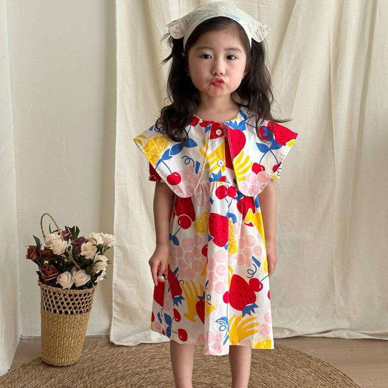 女童連衣裙 夏季純棉洋裝 韓版兒童裙 短袖寶寶公主裙