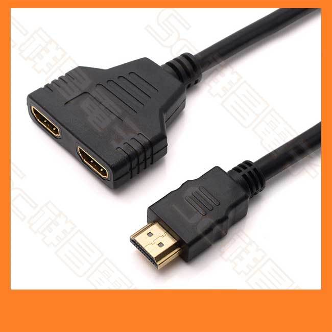 【祥昌電子】(兩件七五折) HDMI 影音訊號 1進2出 分配器 一分二 一公轉二母 延長線 分接線 30cm