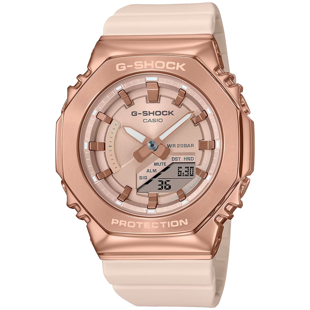 CASIO 卡西歐 G-SHOCK ITZY彩領配戴款 粉紅金 八角農家橡樹手錶 女錶 GM-S2100PG-4A