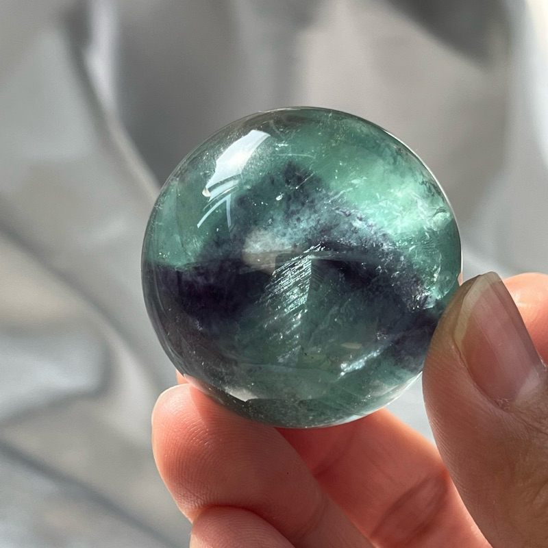 【礦麗 mineral beautiful】透體 2綠螢石 紫綠螢石 螢石球 水晶球水晶原礦 天然水晶