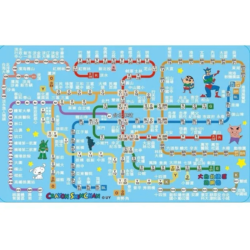 悠遊卡 捷運路網圖-蠟筆小新