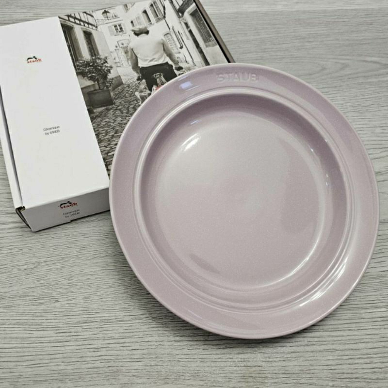 【全新】Staub 日暮粉 22cm 圓形陶瓷 深餐盤 湯盤