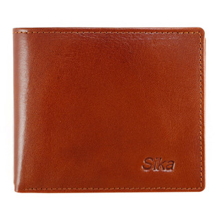 【Sika】【臺製】SIKA義大利素面牛皮中性短皮夾A8206-01深褐色【全館免運】【高CP值】
