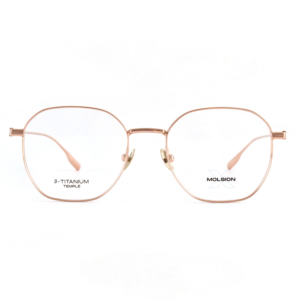 MOLSION 光學眼鏡 MX7002 B30 復古多邊形框 - 金橘眼鏡
