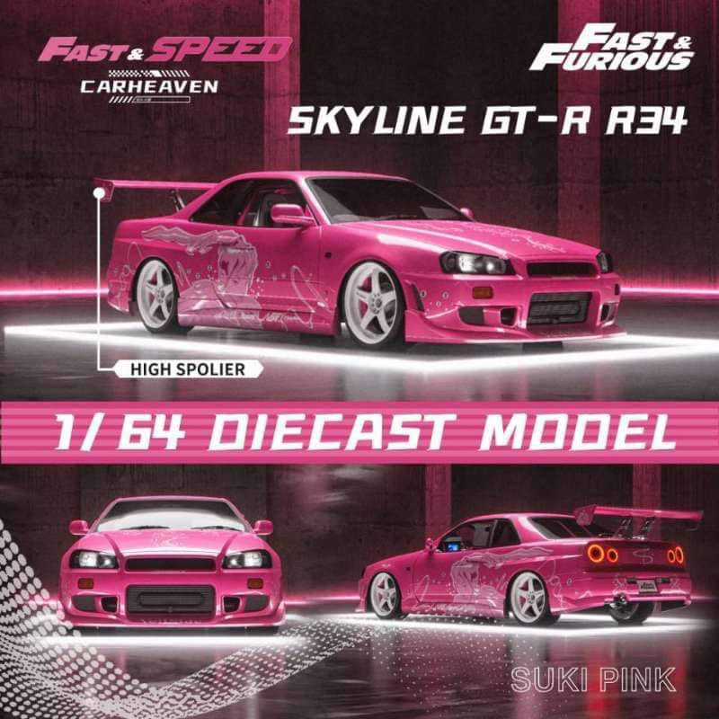 TSAI模型車販賣鋪 現貨賣場 1/64 Skyline GT-R R34 High Wing 高尾翼版