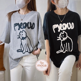 【MOCA】現貨 塗鴉貓咪棉質上衣 透氣挺感棉 寬鬆版型印圖T恤（2359）