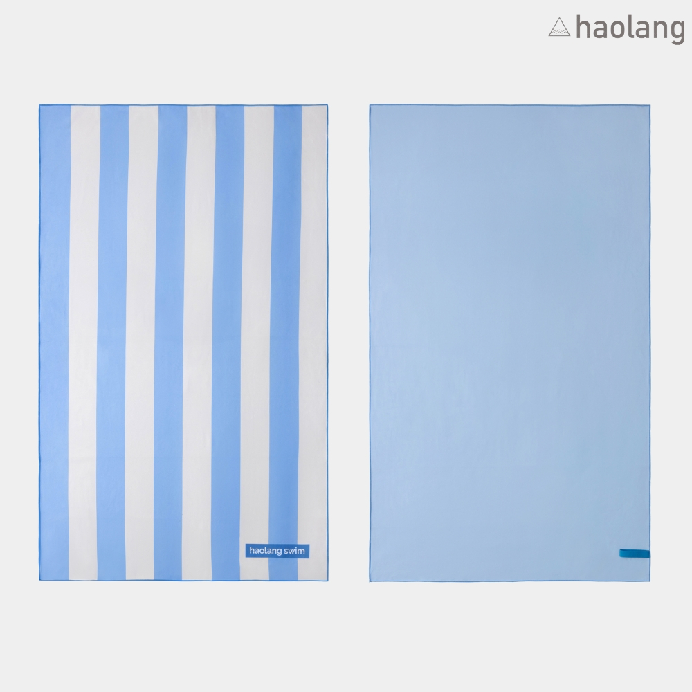 Haolang 藍條紋超吸水運動浴巾(纖維毛)/快乾浴巾