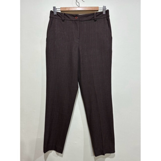 GINKOO俊克 百貨專櫃 西裝料長褲，前側釦子拉鍊，兩側口袋，咖啡色格紋36號，99成新零碼商品