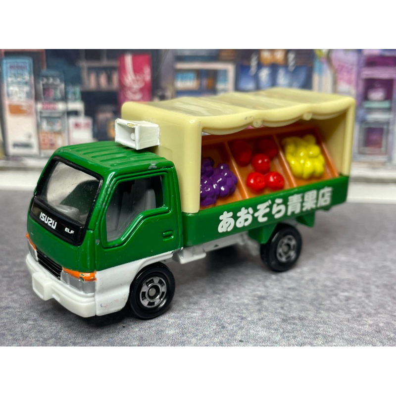 tomica 83 isuzu ELF 青果店 配送車 物流車 多美 販賣車 屋台車 蔬菜車 職人車 綠色