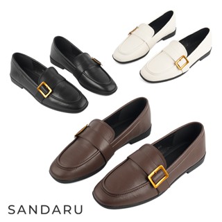 山打努SANDARU-樂福鞋 方頭金方扣平底紳士鞋