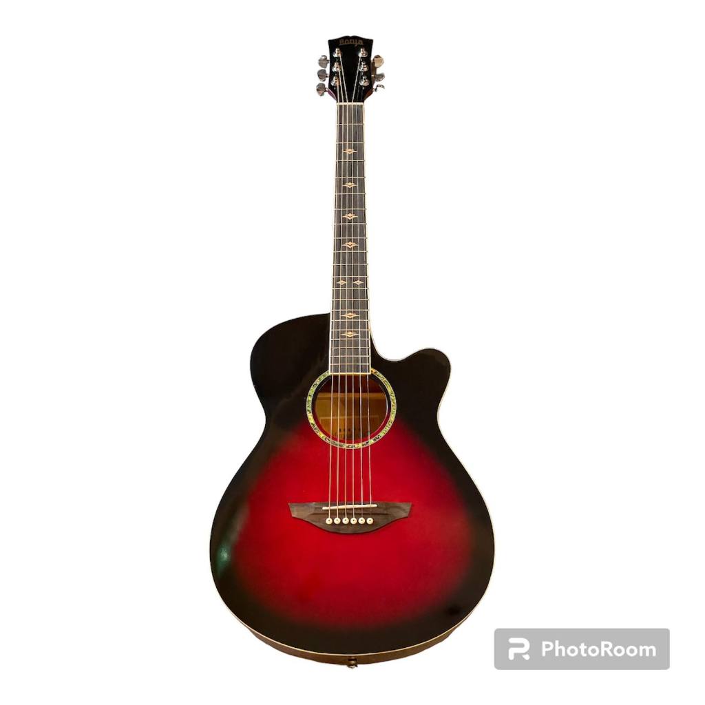 全新精選 Borya FGS-13C 40吋 漸層紅色民謠吉他 / 附配件  附台灣製厚琴袋 新款琴柄裝飾