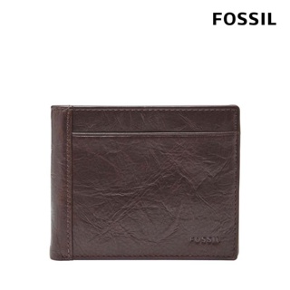 【FOSSIL 官方旗艦館】Neel 真皮證件格零錢袋皮夾-深咖啡色 ML3890200 (禮盒組附鐵盒)