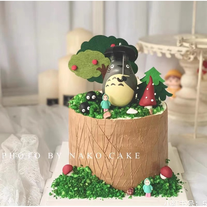 🌟現貨🌟龍貓森林情境蛋糕裝飾雲朵插牌豆豆龍生日蛋糕裝飾🌲