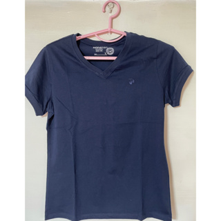 【現貨】（全新/下水洗過未穿 ）HANG TEN 女裝-純棉心形櫻桃❤️🍒V領短袖T恤(深藍色）