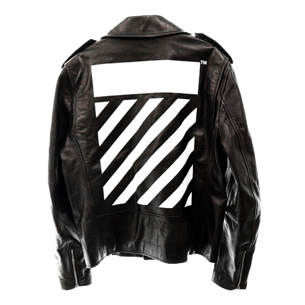 [FLOMMARKET] OFF-WHITE DIAG TAB BIKER 皮衣外套 黑色