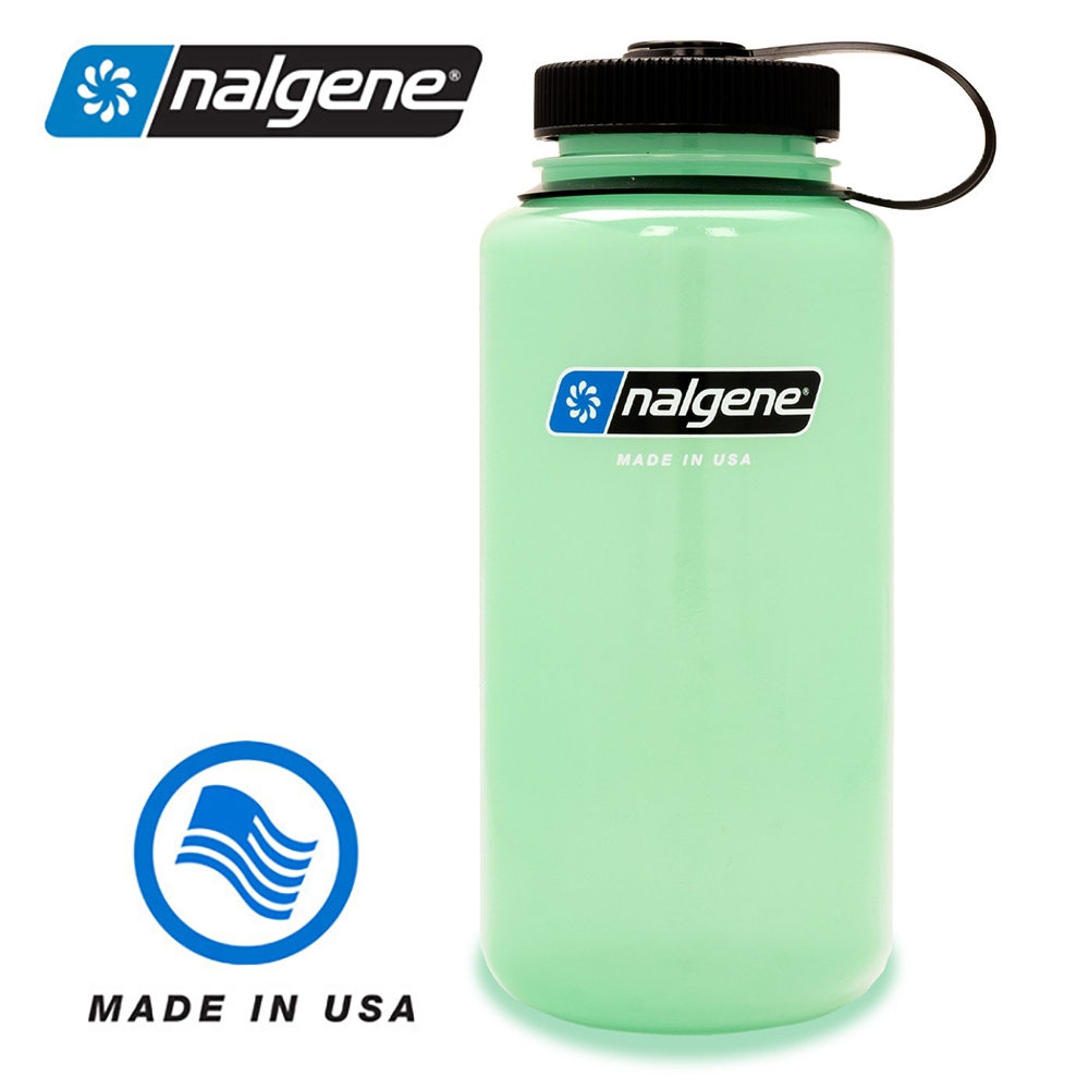【Nalgene 美國】寬口水瓶 運動水壺 1000cc 發光綠 (2020-4032)