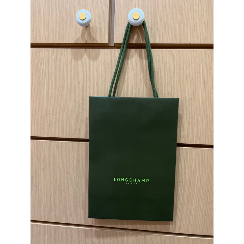 Longchamp 經典綠色長型紙袋