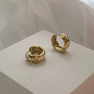 Earrings • S925銀 翻玩coco crush 經典小香風菱格紋耳圈耳環（台灣現貨快速出貨🚚