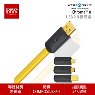 WIREWORLD 美國 Chroma 8 USB 2.0 音訊線 0.6M - 3M 臺灣公司貨