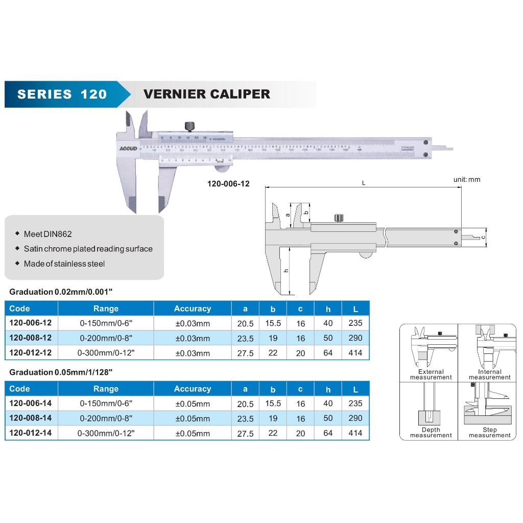 ACCUD 愛科德 游標卡尺 120-006-14/120-008-14/120-012-14 價格請來電或留言洽詢