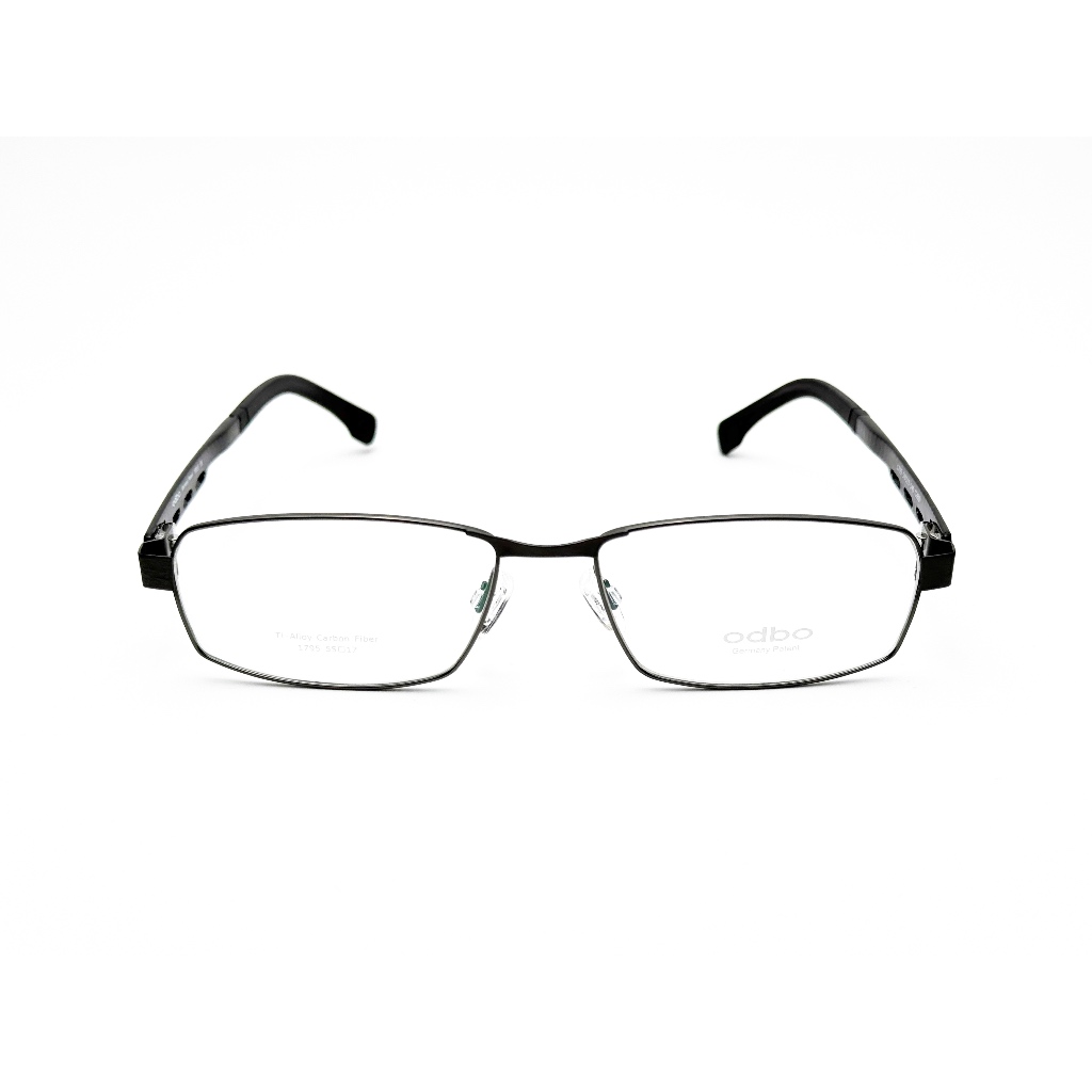 【全新特價】odbo 鈦金屬光學眼鏡鏡框 1795 C2BD 亮槍色-碳纖維紋路 輕量化無螺絲設計