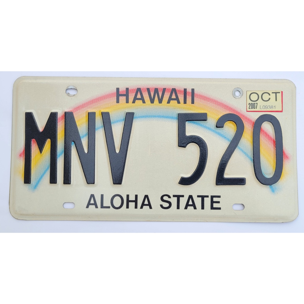 美國車牌【HAWAII】夏威夷州 彩虹車牌 MNV 520