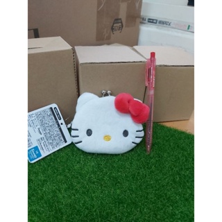 花見雜貨～日本進口全新正版三麗鷗kitty凱蒂貓絨毛造型雙珠扣零錢包口金包