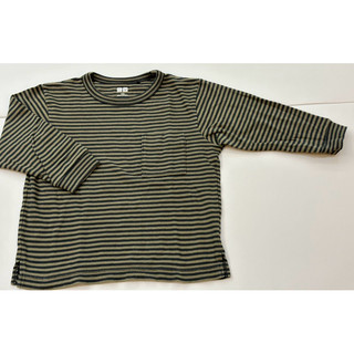 二手 uniqlo 黑色 條紋咖啡色長袖 110cm
