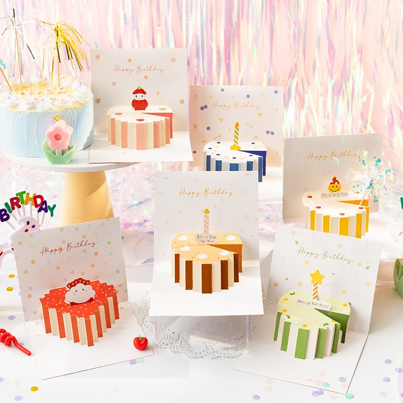 甜心風 生日蛋糕造型卡片❤ 生日卡片 生日賀卡 創意卡片 立體卡片 紙雕立體卡片 卡片