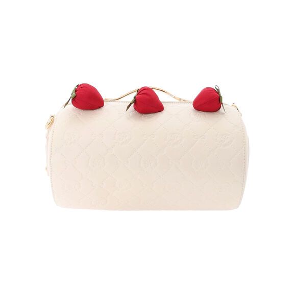 【限時代購】全新日本專櫃Maison de FLEUR經典氣質壓紋草莓蛋糕捲造型湯匙手提把拉鍊手提包/斜側背包(象牙色)