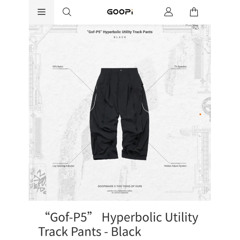 Goopi孤僻“Gof-P5” Hyperbolic Utility Track Pants - black2號