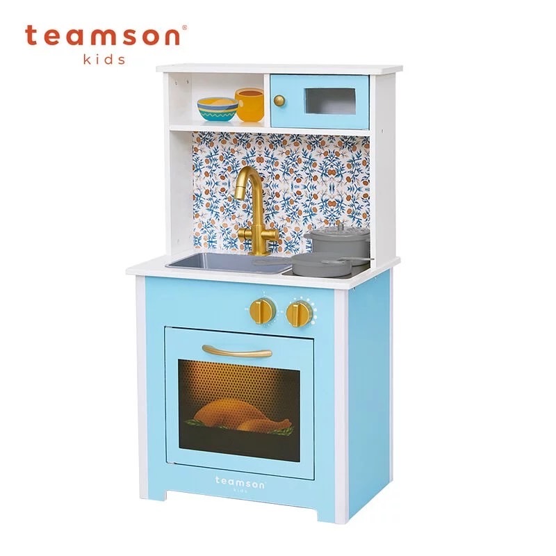 全新 Teamson Kids 小廚師袋米爾木製玩具廚房(白色)