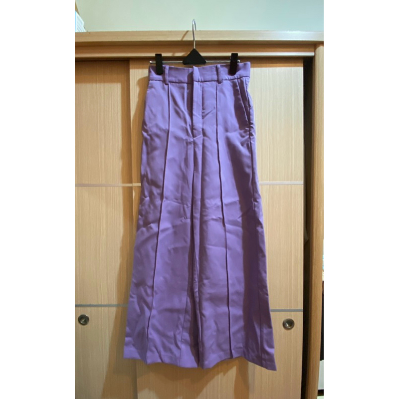 GU 紫色內磨毛寬西裝褲