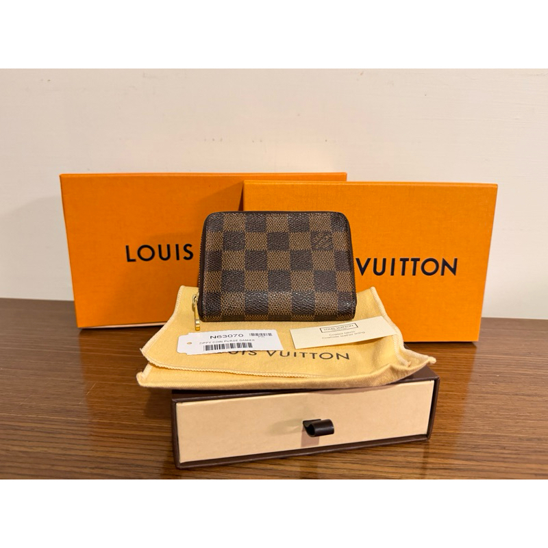 『寬寬二手』LV 咖啡色棋盤格 LOUIS VUITTON 拉鏈 零錢包 N63070