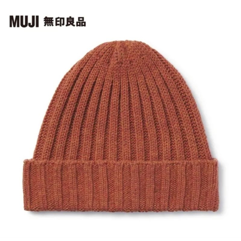 全新現貨 無印良品 MUJI 原價599$ 橘色 針織 毛帽