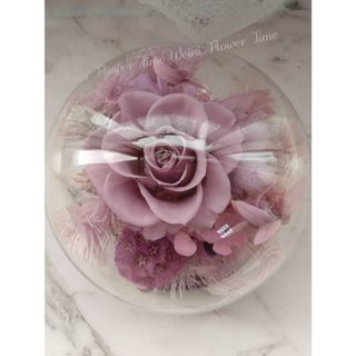 WeiNi 紫色永生玫瑰花 紫想霓 玻璃球 不凋花 乾燥花 交換禮物 生日禮物 12cm