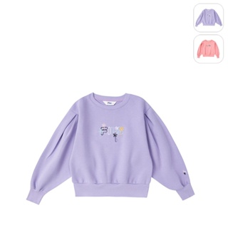 【FILA】KIDS 女童款 運動長袖上衣-粉紫 5TEX-4455-PL