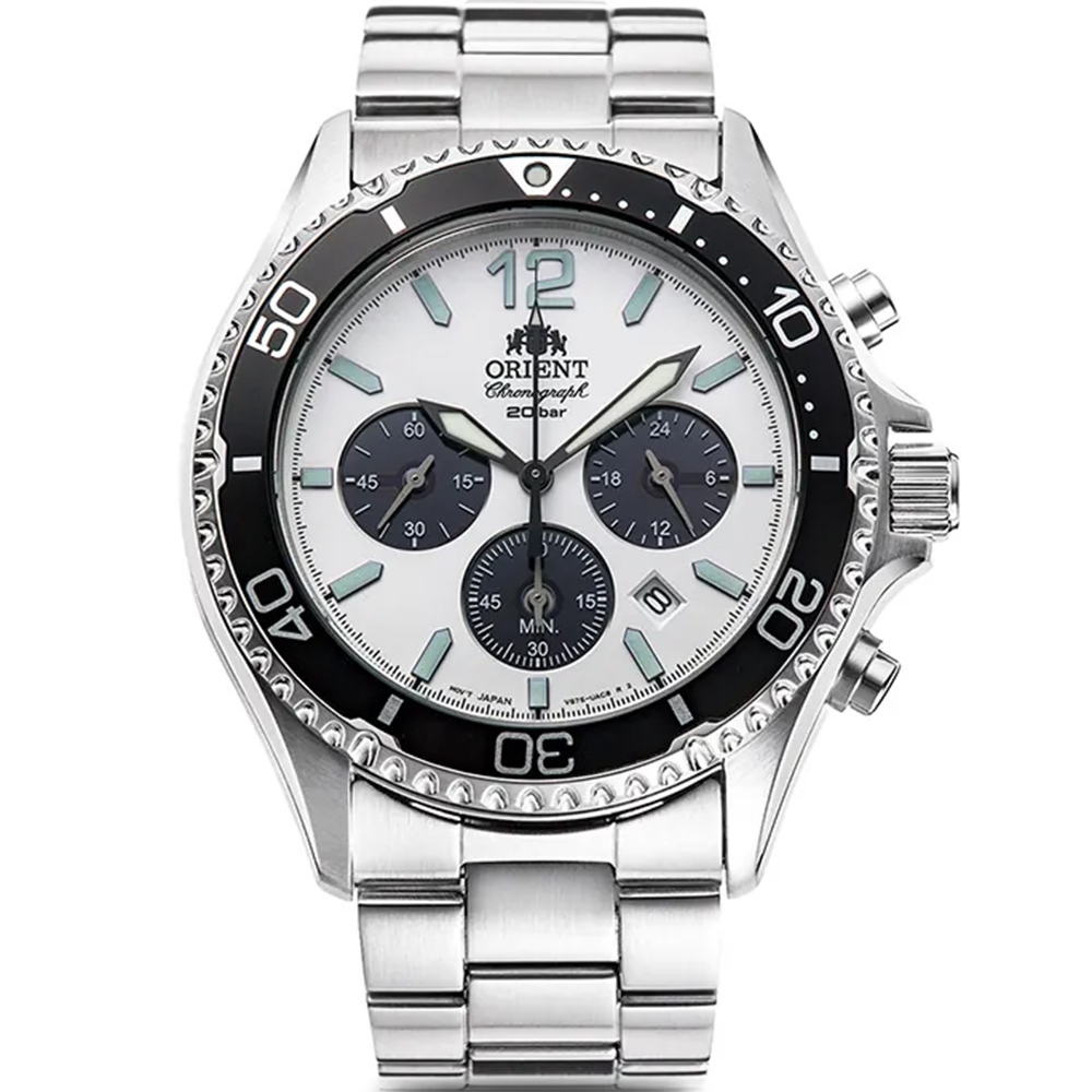 ∣聊聊可議∣ORIENT 東方錶 Sports 熊貓錶 潛水風格太陽能三眼計時手錶-42.8mm RA-TX0203S
