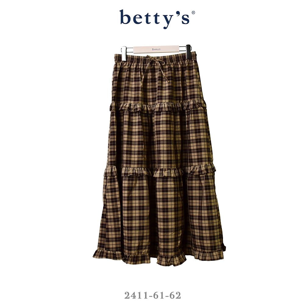 betty’s專櫃款(41)格紋荷葉邊拼接蛋糕裙(共二色)