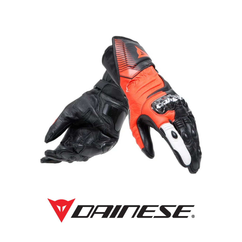 DAINESE CARBON 4 LONG LEATHER GLOVES 黑紅白 長手套