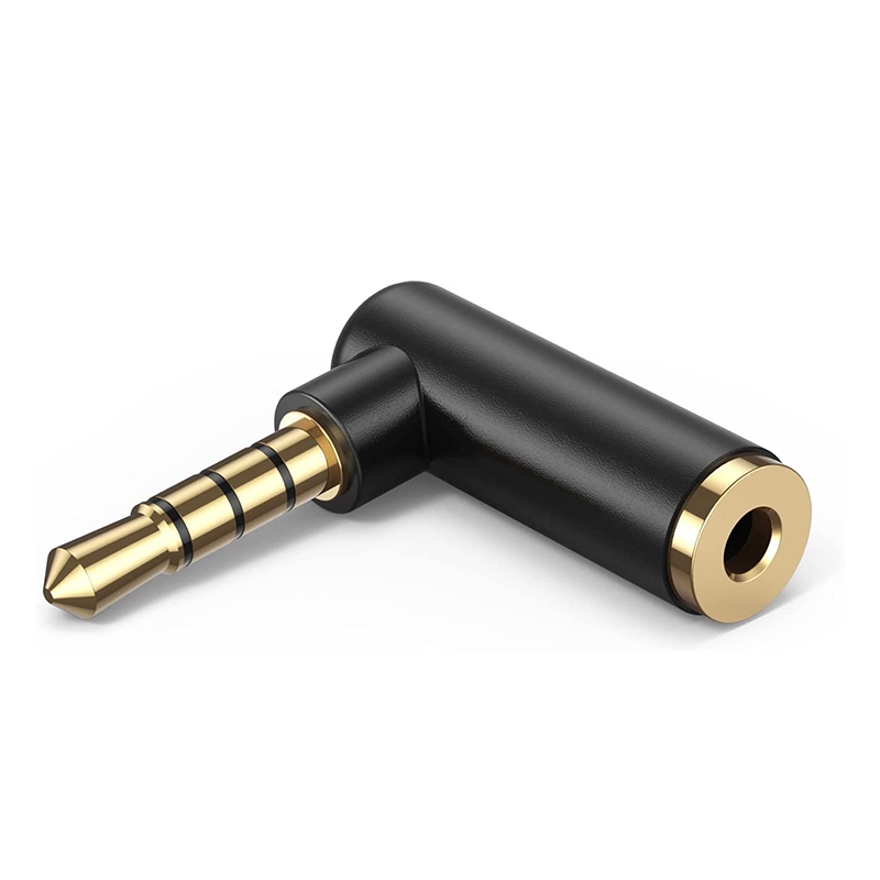 CableCreation 3.5mm公對母音源轉接頭 L型彎頭 線控/語音通話 鍍金接頭(CC0802-G)