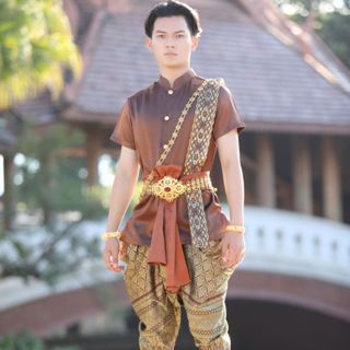 泰服 男生衣著 復古 短袖上衣 短褲 尾牙 舒適透氣 拍照服 派對服 旅行服 表演服 演出服 泰國旅行服