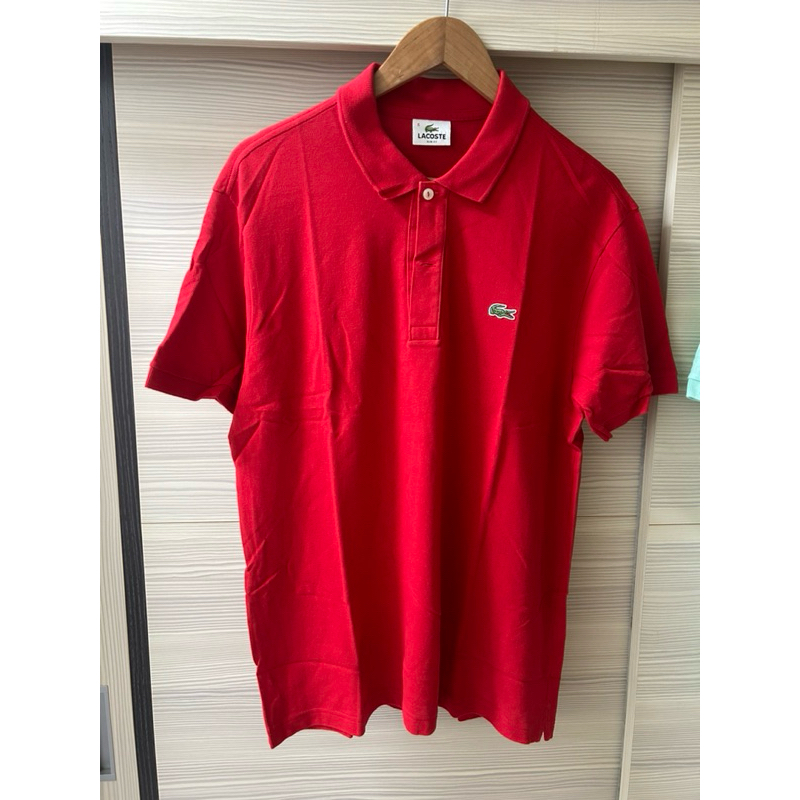 Lacoste 紅色 polo衫 slim fit 修身 尺寸：6號 二手美品