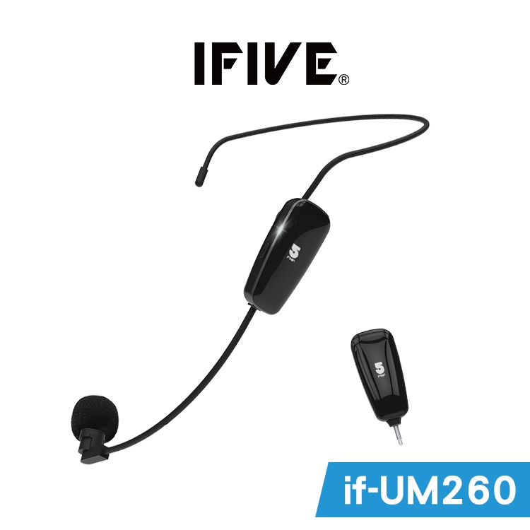 【IFIVE】頭戴式UHF無線麥克風(if-UM260) 可調頻 還原人聲 附贈轉接線 專業教學使用！