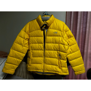 近全新 The North Face 700 黃色 XL號 羽絨外套 拉鍊口袋 螢光色 保暖 登山 下雪 外套