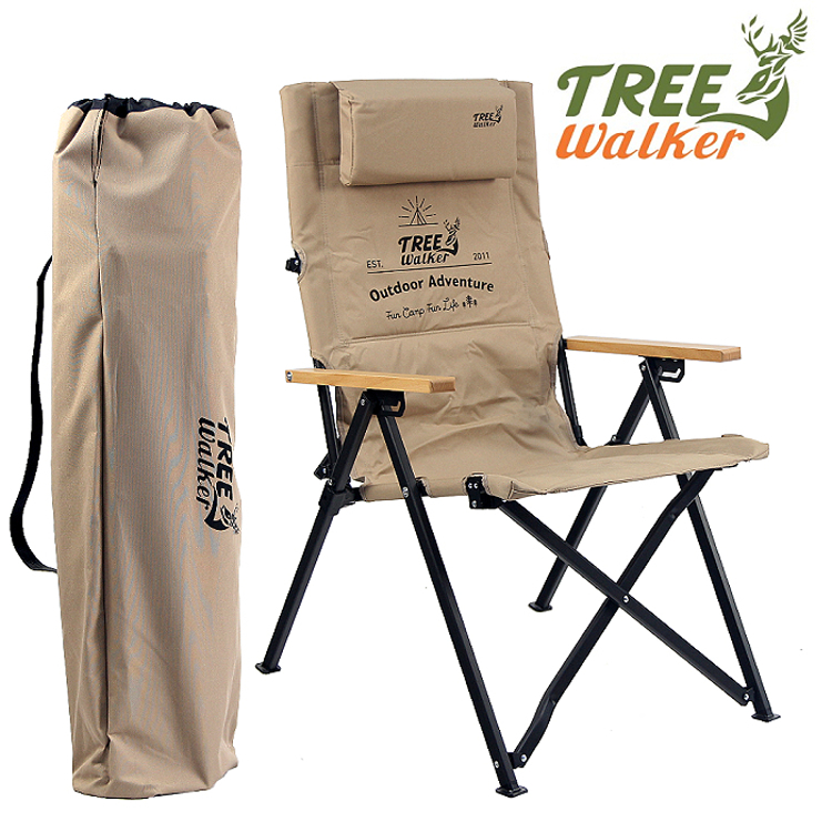 TreeWalker 新升級可調背折疊椅(椅背四段可調角度休閒椅、露營椅)- 卡其