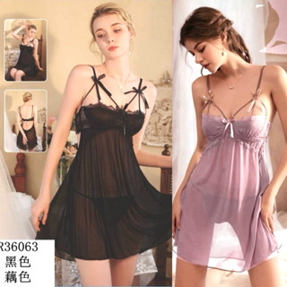 《 蕾妮塔塔R36063 》 柔軟細緻性感網紗小洋裝睡衣贈性感丁字褲