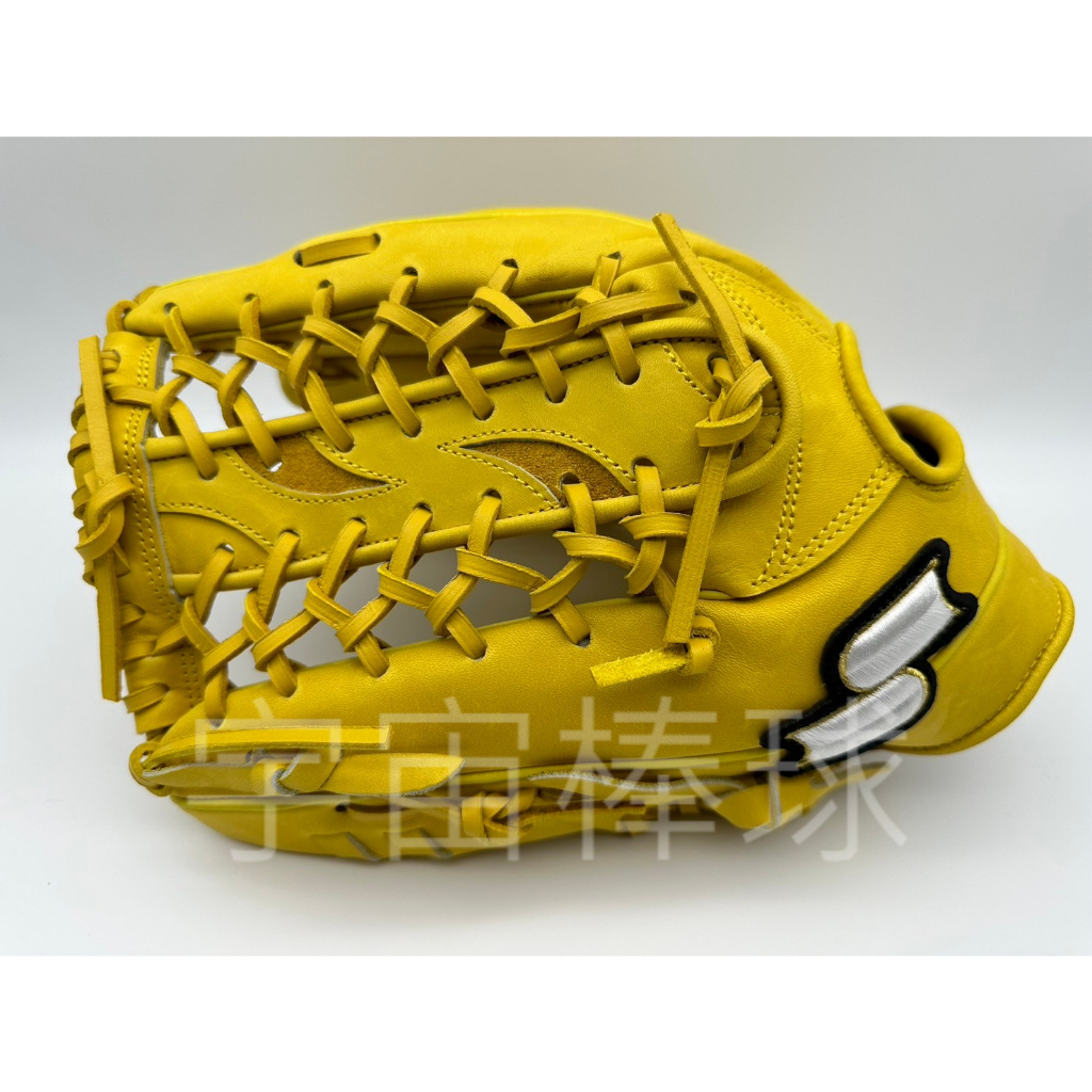 ※宇宙棒球※SSK 外銷款特殊訂製版 13吋 『反手』棒壘球手套 外野T網 簡約斜標 黃