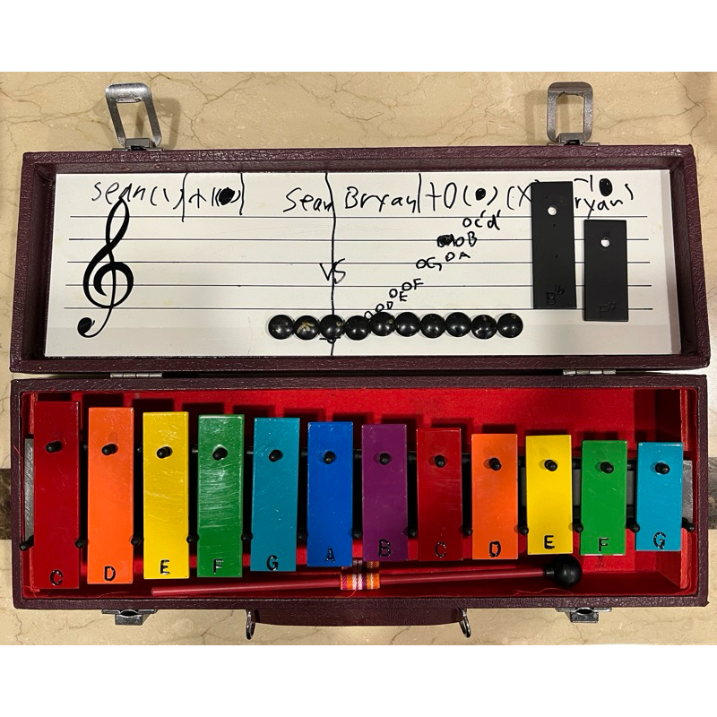 台灣製 奧福12音彩色鐵琴 鐵琴 附琴盒 ORFF 二手 請先看說明 何嘉仁