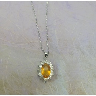 (清倉)黃水晶 鋯石鑲嵌小鑽 時尚造型項鍊 附鍊條(019)